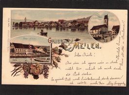 Litho Gruss aus Meilen ZH , 3 bild , gel. 1898