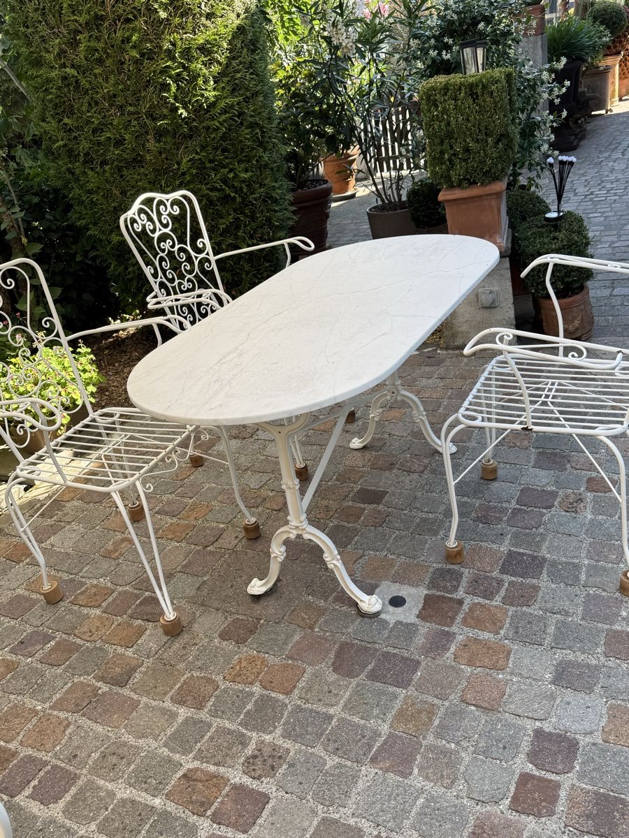 Set di tavolo e panche: GARTENTISCH MARMOR + 3 STÜHLE – Usato da Zofingen venduto da duke019 3