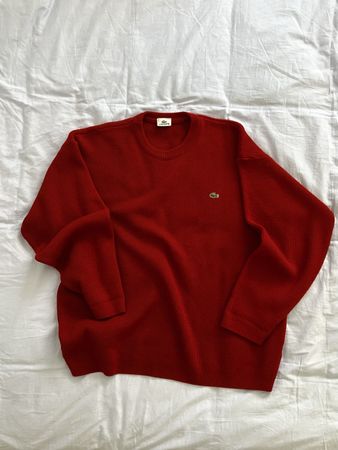 Pull Lacoste rouge en pure laine vierge taille 8 bon état