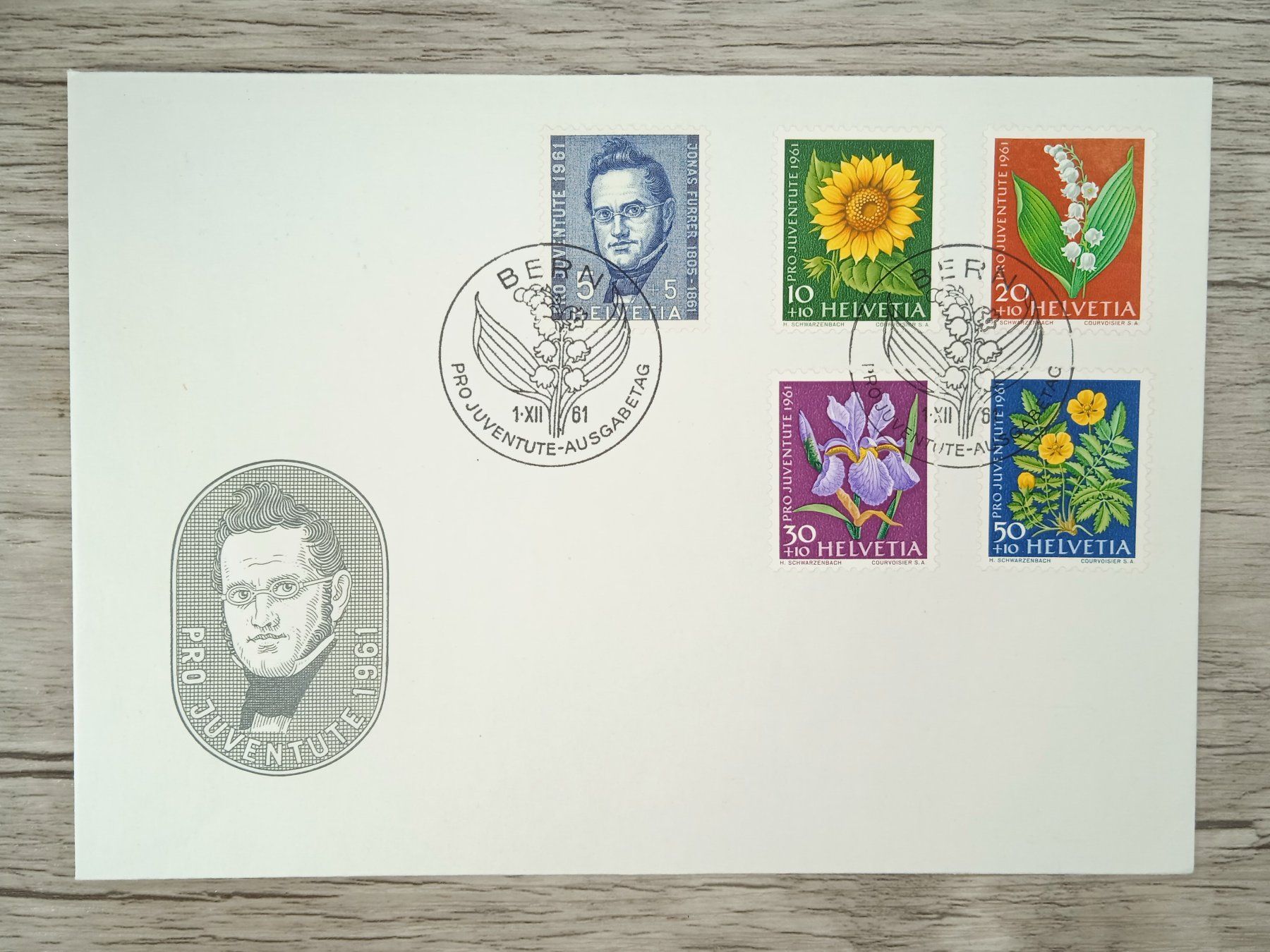 Tutti i francobolli: TR72 Enveloppe + Timbre Suisse 1961 – Usato da Cousset venduto da Patrick_Collections
