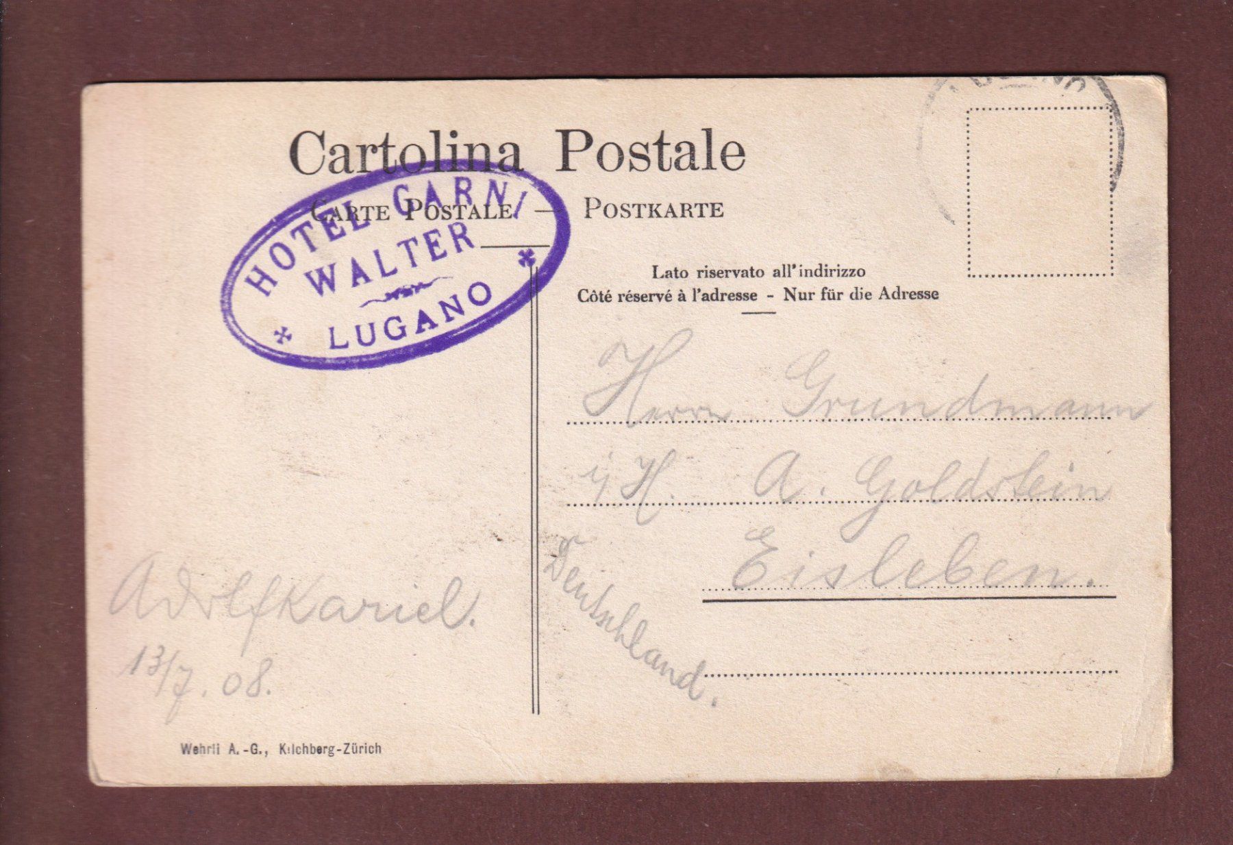 Cartoline postali: PARADISO e Lugano - 1908 // pli d'angle // – Usato da Pully venduto da nicecards-shop 1