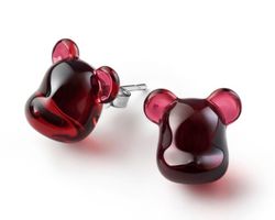 Boucles d’oreilles BACCARAT-Paris „Bearbrick“ Argent, Rouge