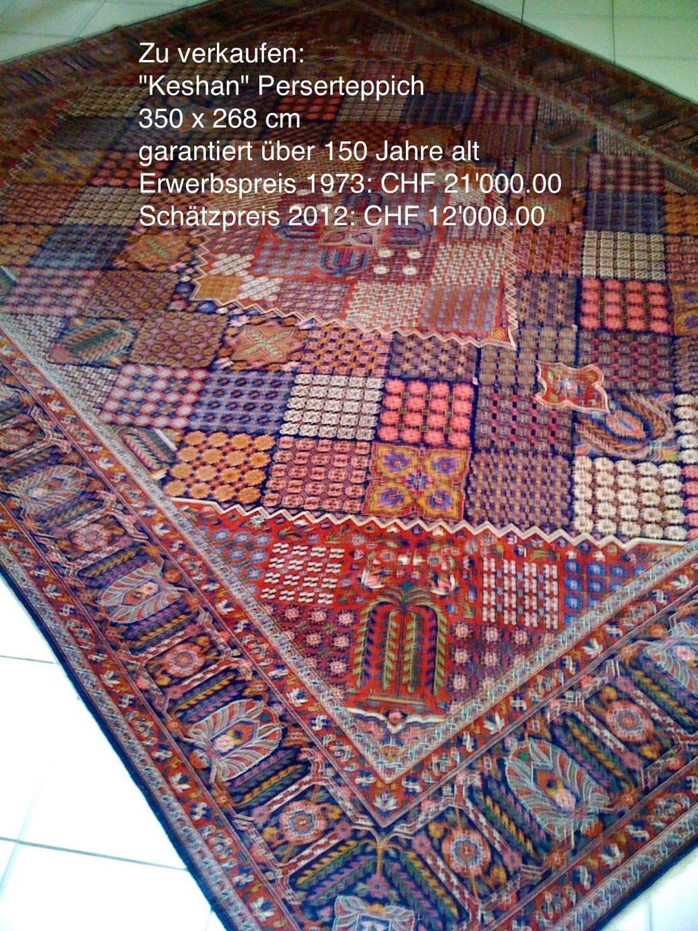 Tapis: Einzigartiger Perserteppich "Keshan" – D'occasion à Ligerz par Kufi54