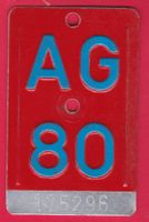 VELONUMMER / FAHRRADSCHILD, AG 80