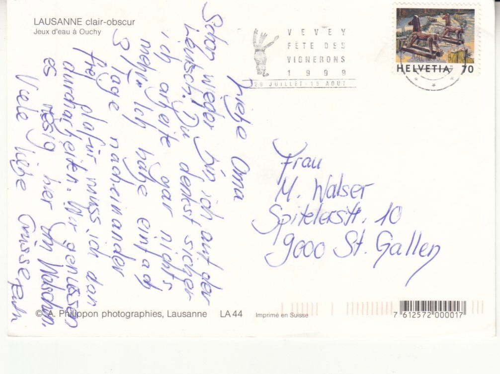 Cartoline postali: Lausanne 1998 – Usato da Bürglen TG venduto da StampGraf 1