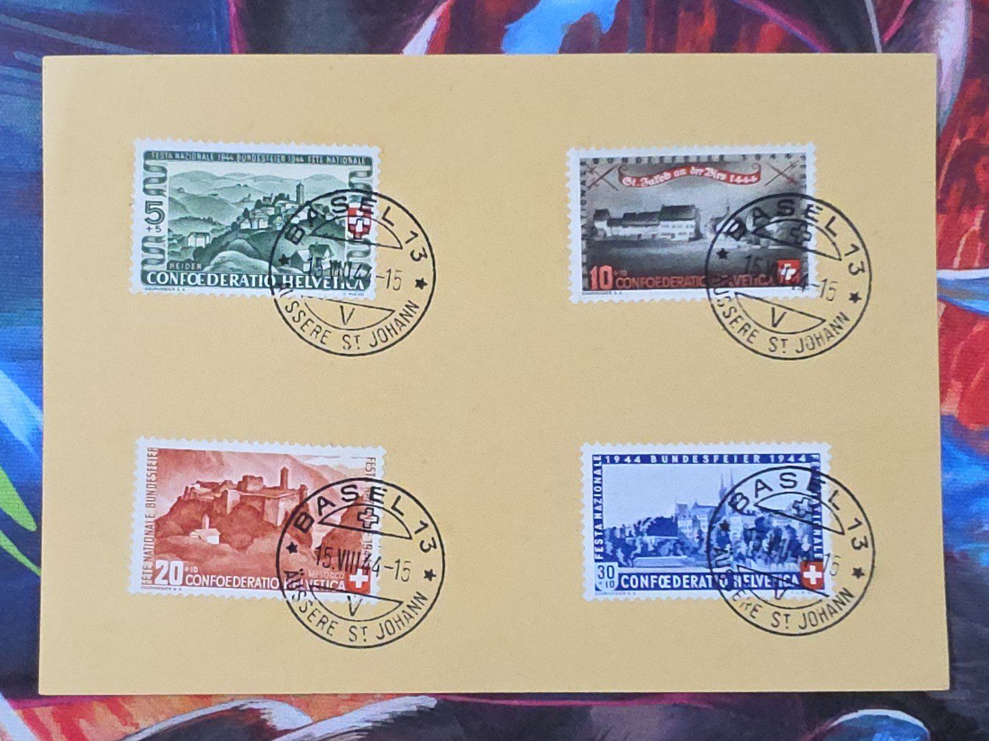 Alle Briefmarken: CL33 Document + Timbre Suisse 1944 – Gebraucht aus Cousset von Patrick_Collections
