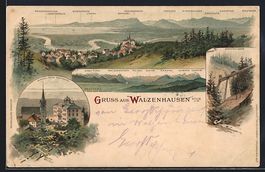 Litho Walzenhausen, Panorama, Kirche u. 