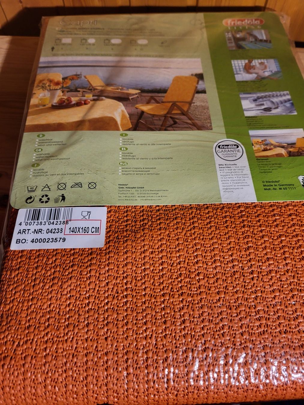Altra biancheria da tavola: Gartentischdecke Capri, 140 x 160 cm, orange – Nuovo e nell'imballaggio originale da Siebnen venduto da KiKla-Siebnen 2