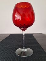 Italian Empoli Red-Amberina Goblets Hammered Opti 1960’s