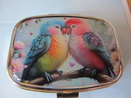 Schöne Romantische Pillendose, Vogel Motiv