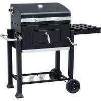 Holzkohlegrill mit Deckel und Rollen