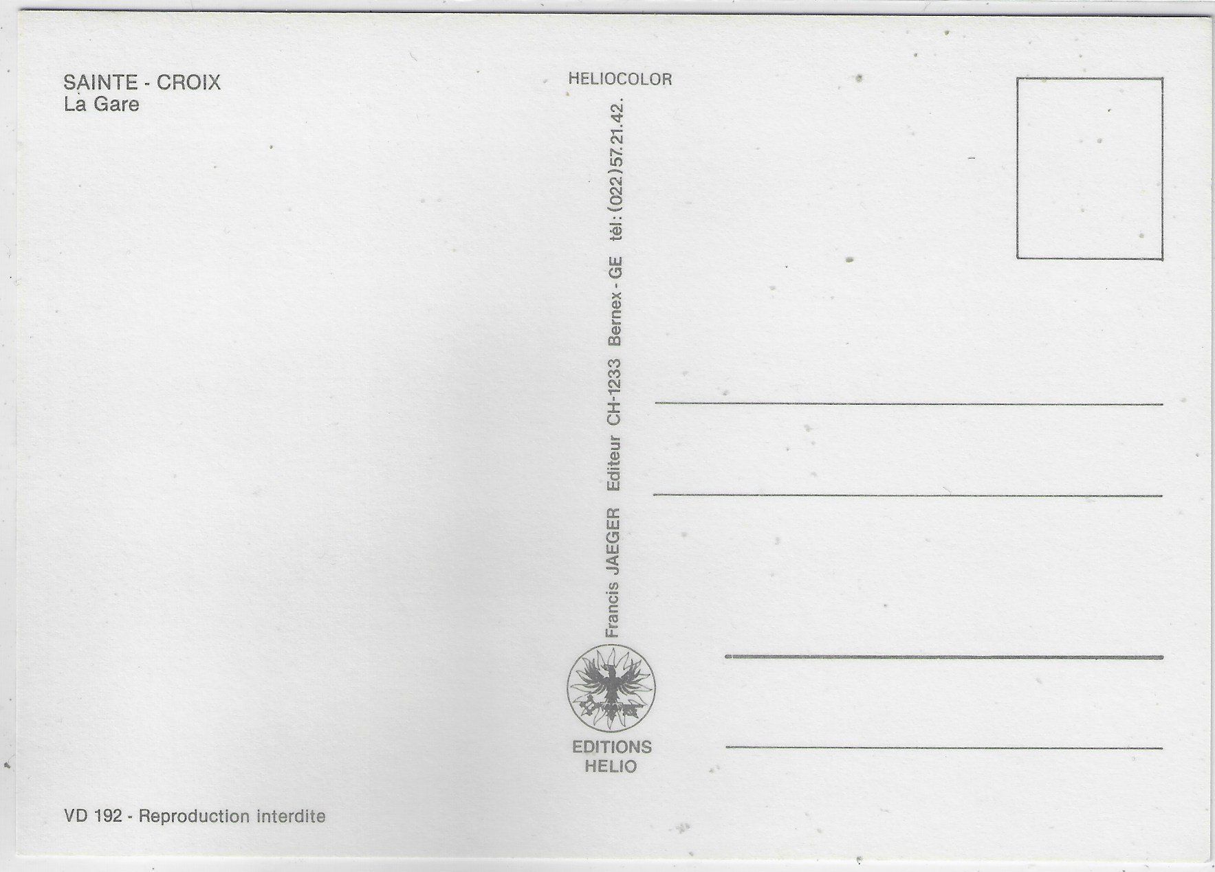 Cartoline postali: Sainte-Croix - La Gare Bahnhof – Usato da Ettingen venduto da Kartenplanet 1