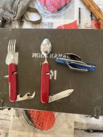 Taschenbesteck Set 3-teilig klappbar gebraucht rot blau