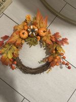 Herbstlicher Türkranz mit Kürbissen - Herbst Dekoration