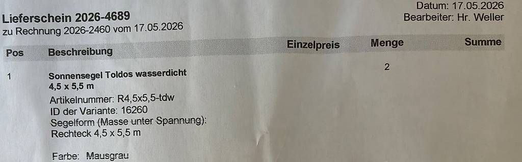 Marquises: Sonnensegel Wasserdicht – Neuf avec emballage d'origine à Rüegsauschachen par schmutz510 2
