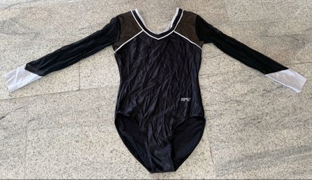 Ervy Turnanzug Langarm Gr. 42 - Schwarz/Weiss/Glitzer