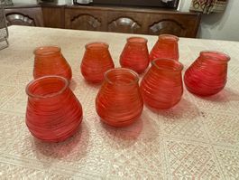 8er Set Windlichter Glas rot gebraucht