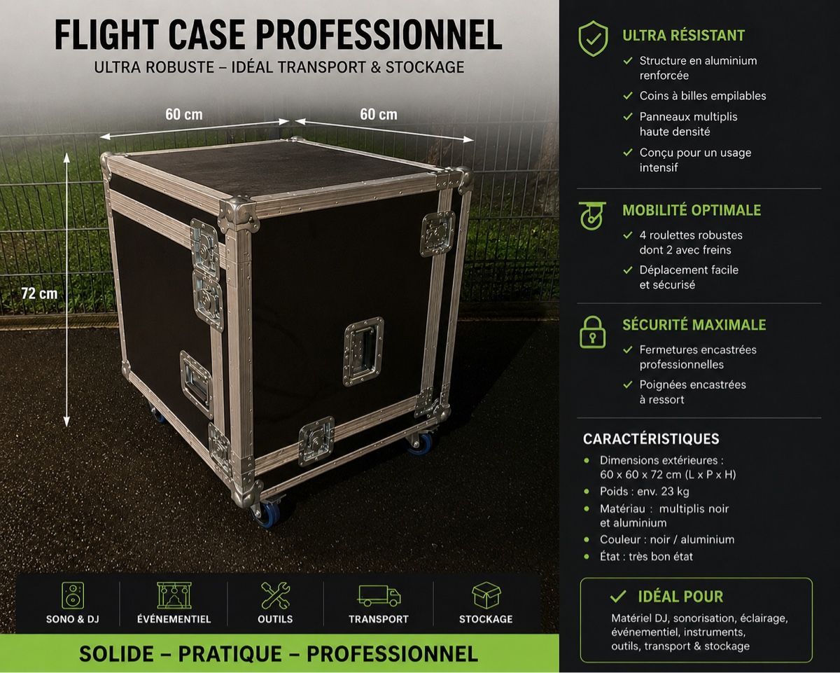 Valises de voyage: FLIGHT CASE PROFESSIONNEL SUR ROULETTES – D'occasion à Monthey par Fantabi