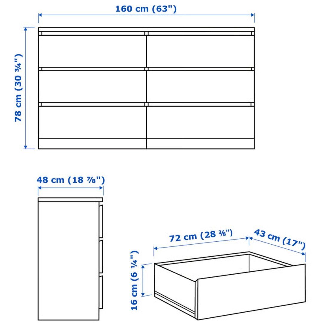 Ikea Cassettiere: Schwarze Malm Kommode mit 6 Schubladen – Usato da Bern venduto da sin_85yn 5