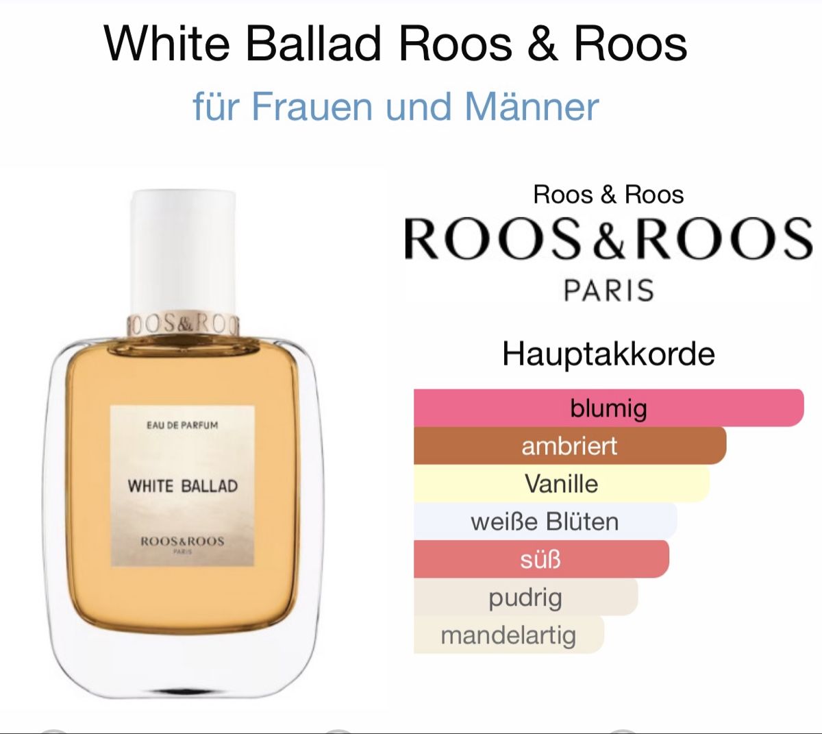 Profumi & Eau de Toilette: White Ballad Roos & Roos, 50 ml – Nuovo (secondo la descrizione) da Mönchaltorf venduto da alpina_1 3