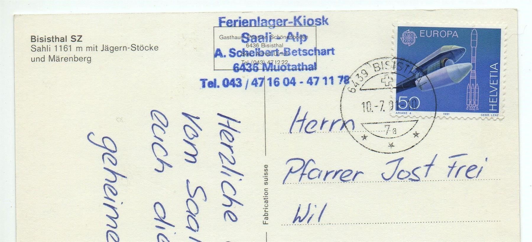 Ansichtskarten: BISISTHAL SZ Sahli-Alp - Pferde – Gebraucht aus Jona von philajona 1