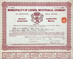 Municipality of Luenen, Westphalia, Germany - 1929