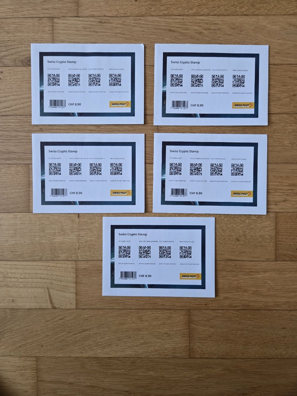 Tutti i francobolli: 5x Swiss Crypto Stamp 1.0 ungeöffnet – Nuovo e nell'imballaggio originale da Effretikon venduto da ale_lxm7