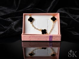 Armband Kleeblatt schwarz-gold neu mit Box