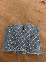 Corsetto di jeans strassato con lacci taglia S, ideale estat
