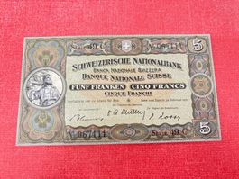 5 Franken Banknote 1951  ( UNZ ) ungebraucht TOP