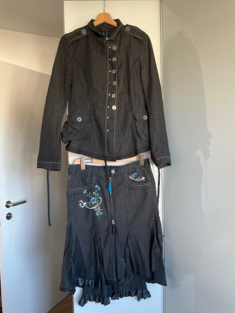 Girbaud Complet Jacke + Rock Schwarz-Grau Gr. M / 38