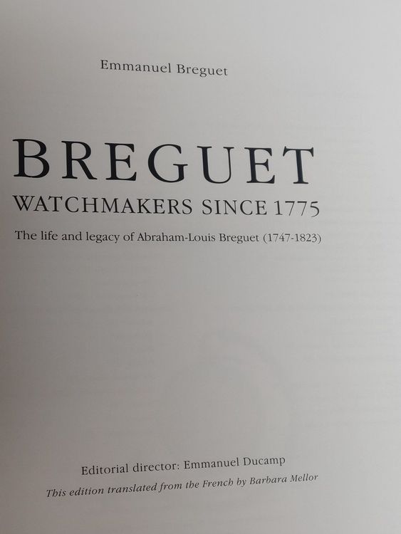 Breguet Watchmakers since 1775 Emmanuel Breguet Kaufen auf Ricardo