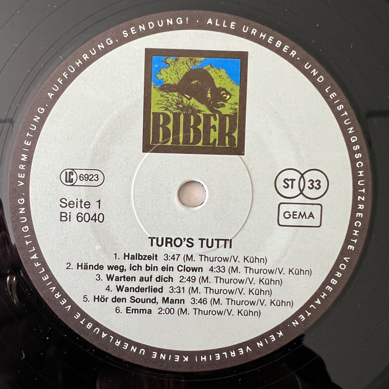 Dischi in vinile: Turo's Tutti - Halbzeit / 1. D-Press. 1980 – Usato da Gais venduto da soundcave57 3