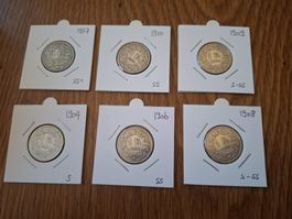 6 stk 1 Fränkler silber