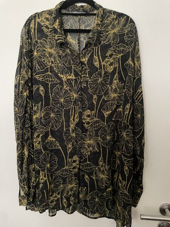 Damen Bluse Nile schwarz gelb mit Muster Grösse XL