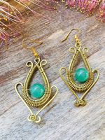 Messing Ohrhänger mit Aventurin - boho- gipsy- ethnic style