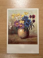 Alte Ansichtskarte Blumenstrauss im Krug, signiert, 1938