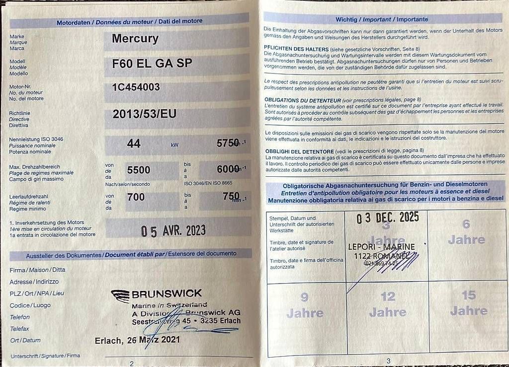 Moteurs: Neuwertiger Mercury 60 PS Aussenborder - 30 Betriebsstd.  – D'occasion à Cotterd par HansBrech 3