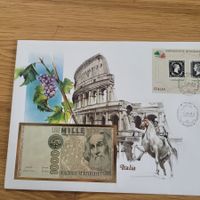 Banknoten Brief - Lettre avec billet de banque Italia