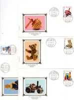 1986 PRO JUVENTUTE KINDERSPIELZEUGE 4 SCHÖNE BELEGE BL