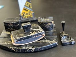 Altes Portor Marmor Art-Deco Schreibtischset  Antik