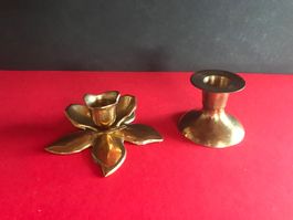 Kerzenständer Vintage Kerzenhalter Messing Weihnachten 2 Stk
