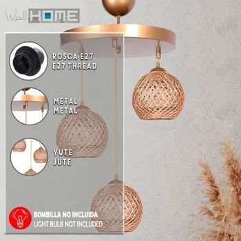 Lampadari & plafoniere: Suspension Gold Jute 3 lumières E27 – Nuovo (secondo la descrizione) da Chézard-St-Martin venduto da kdu_f9lw 2