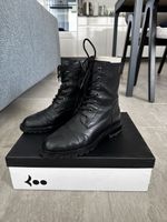 Lederboots Damen Schwarz Gr. 37 Schnürung