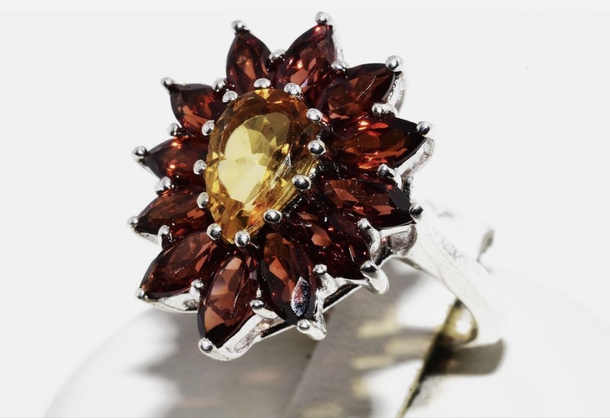Anelli: .925 Silver 6.00CT Natural Citrine & Granat Ring – Nuovo (secondo la descrizione) da Lenk im Simmental venduto da Janin1984 4