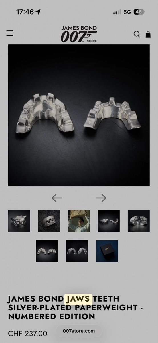 Volg Timbres & points: James Bond Jaws Teeth Silver-Plated  – D'occasion à Zürich par cri_dj55 9