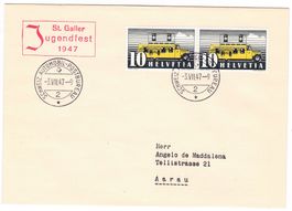 Lettre départ de St.Gall BPA A416 pour Aarau le 3.VII.47