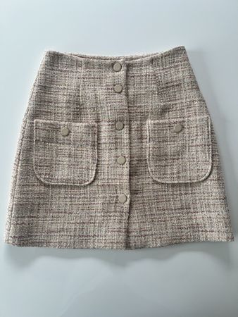Sandro Paris Skirt Tweed Size 0 Button Front Pockets