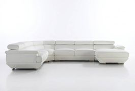 Design Ecksofa Leder Couch U-Form Sitz Wohnlandschaft