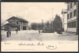 #Flawyl SG , Bahnhof u. Hotel Post , gel. 1904